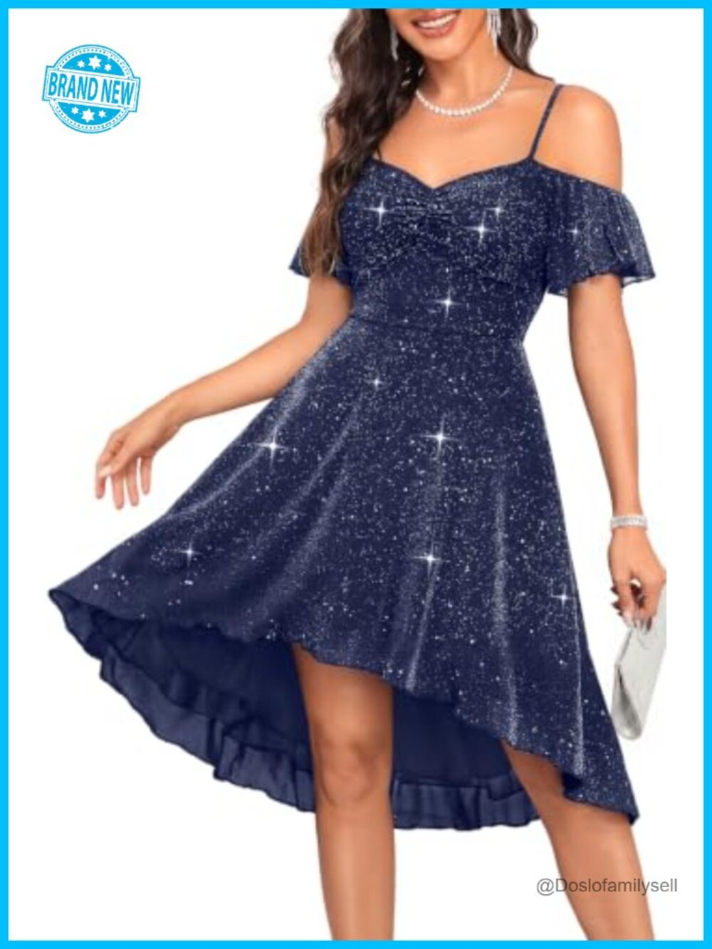 Sparkly Sequin Cold Shoulder High Low Dress for Prom Homecoming